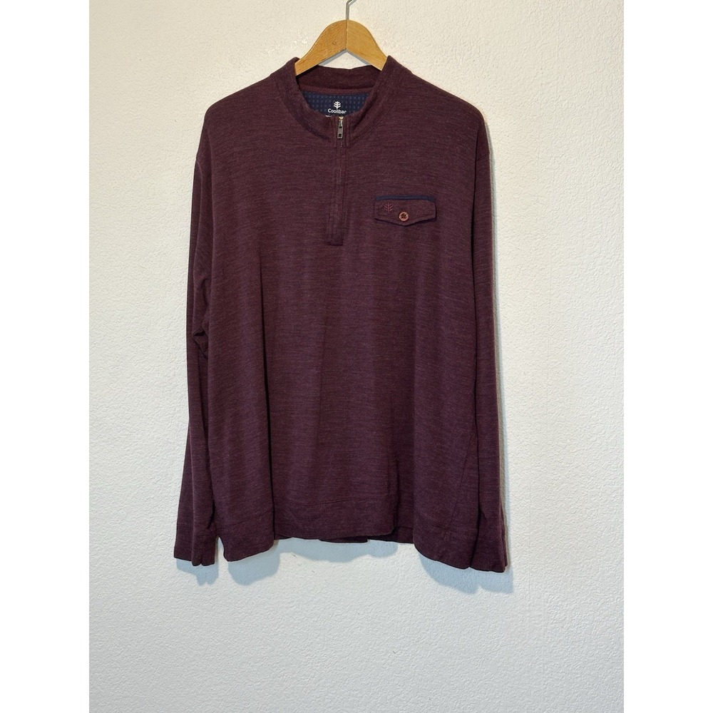 Mens XL Merino Wool Bamboo Quarter Zip Top Long Sleeve Base XL UPF 50 Coolibar‎
